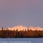 Winter sunrise on the Tokosha Mountais, Alaska Range.