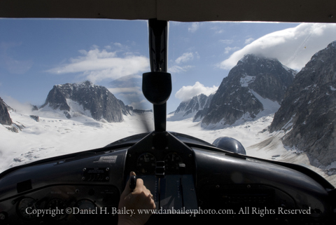 Flying into the Pika Glacier