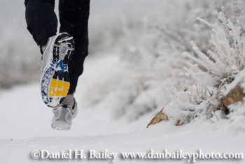 closeup of feet trail running