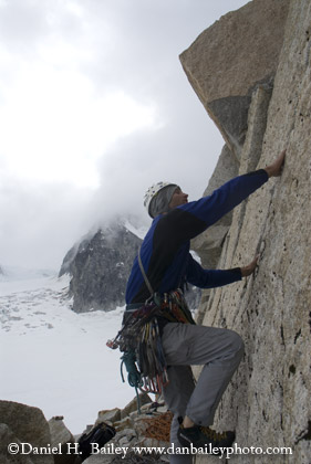 Eric Parsons climbing on the Pika Glacier