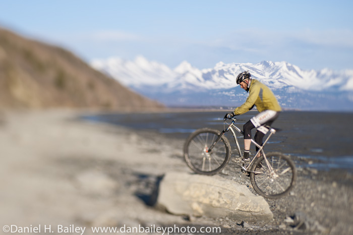 Mountain biking on the beach, Anchorage Alaska