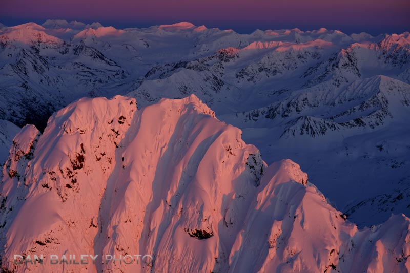 Last light on the summit of Organ Mountain, Chugach Mountains, Alaska